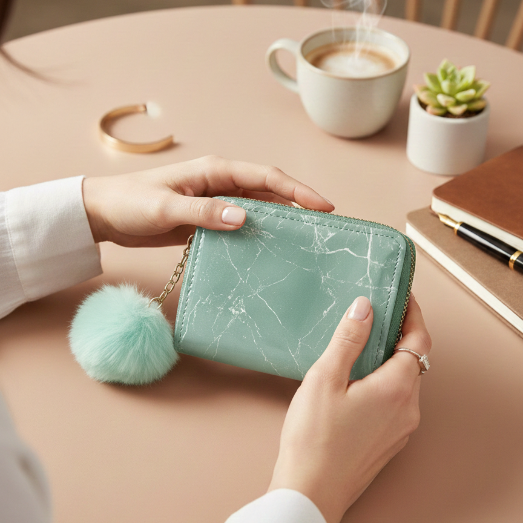 Marble Print Wallet for Women