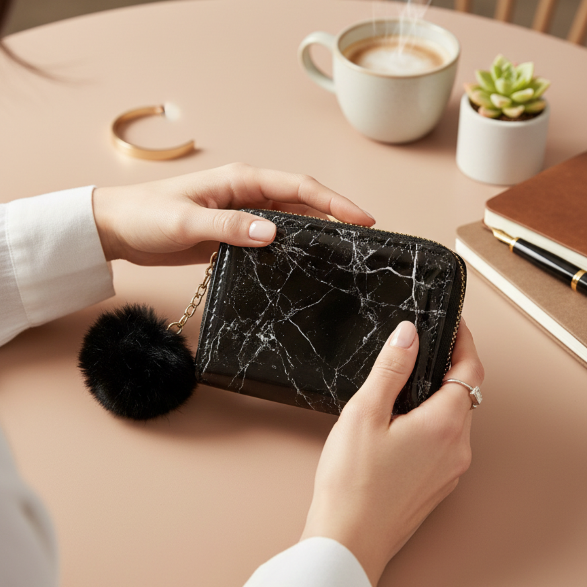 Marble Print Wallet for Women